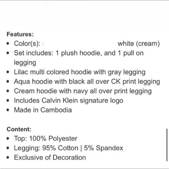 Calvin Klein Youth 2-piece Set, White (cream) (size : XS(5/6), S(7/8), M(10/12) - Picture 9 of 9